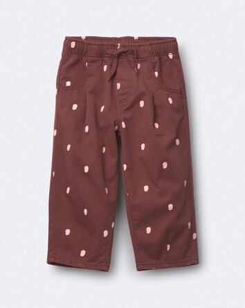 Toddler Girl Pleated Pants in Polka Dots - Burgundy, 