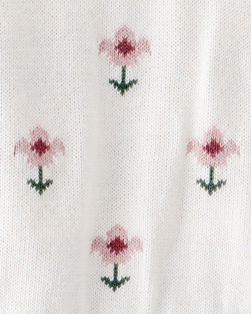 B&eacute;b&eacute; fille - Ensemble 2 pi&egrave;ces haut et pantalon en tricot de coton biologique &agrave; motif de fleurs sauvages, image 4 sur 4 diapositives