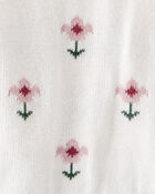 B&eacute;b&eacute; fille - Ensemble 2 pi&egrave;ces haut et pantalon en tricot de coton biologique &agrave; motif de fleurs sauvages, image 4 sur 4 diapositives