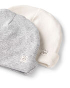 Baby 2-Pack Organic Cotton Rib Caps, image 2 of 3 slides