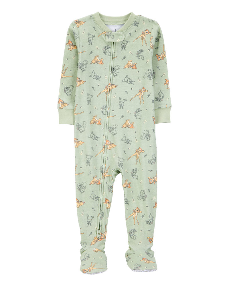Bébé Pyjama 1 pièce à pieds en coton ajusté imprimé de Bambi, image 1 sur 3 diapositives