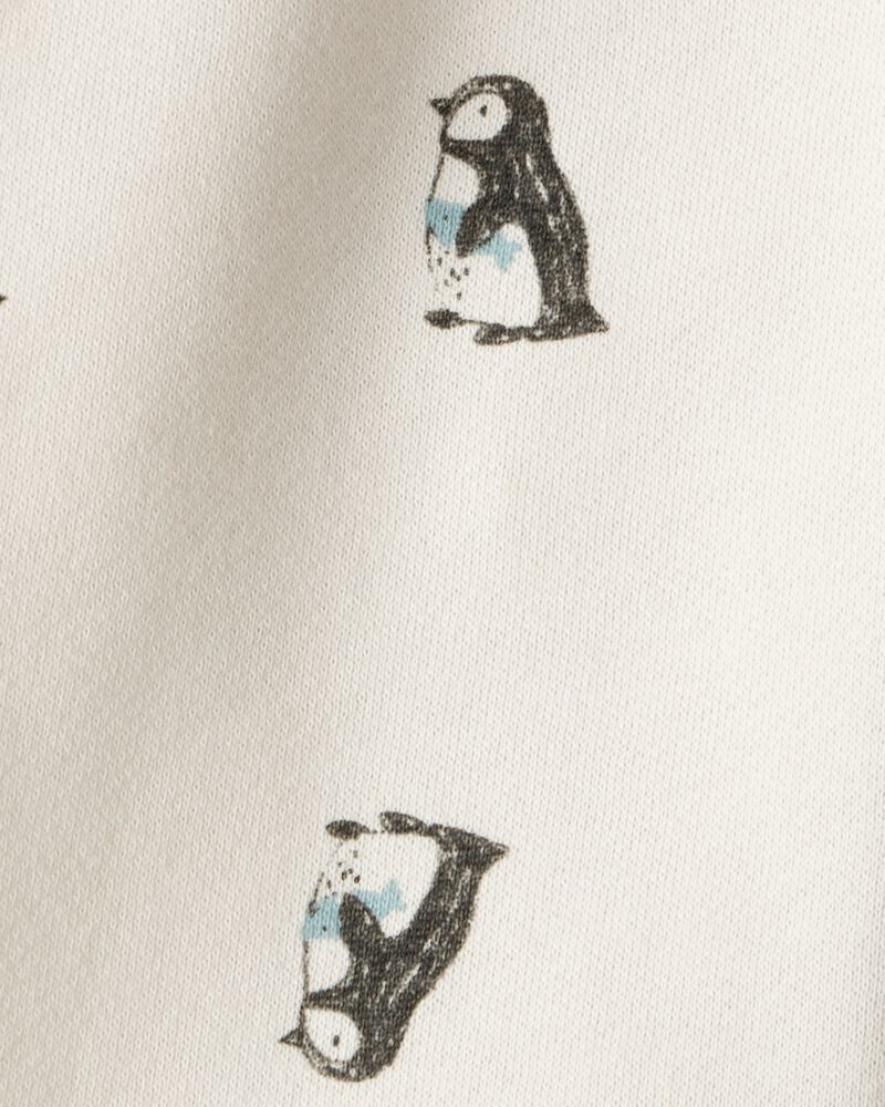 Baby Boy Penguin Print Fleece Pants - Cream, image 3 of 4 slides