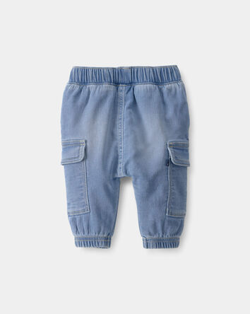 Baby Boy Denim Cargo Pocket Jogger - Light Wash, 