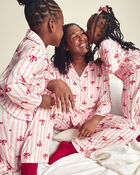 Girls Bow Print Relaxed Fit Pyjama Set - Pink, image 2 of 5 slides