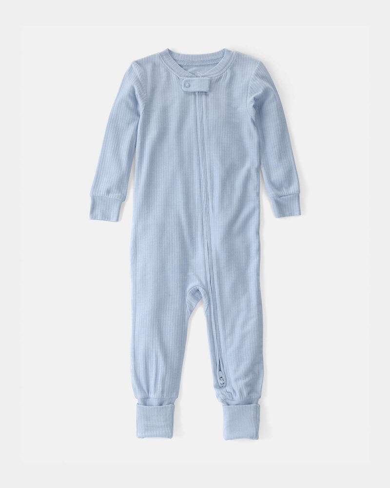 Baby PurelySoft 2-Way Zip 1-Piece Pajama - Blue, image 1 of 7 slides
