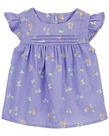 Floral Print Flutter Babydoll Dress, 