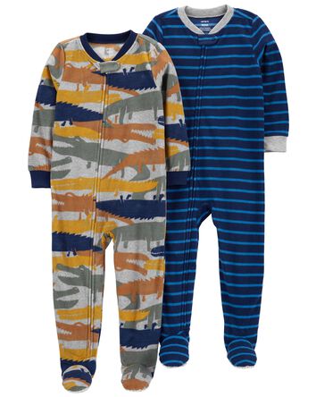 2-Pack Zip-Up Fleece Pyjamas, 