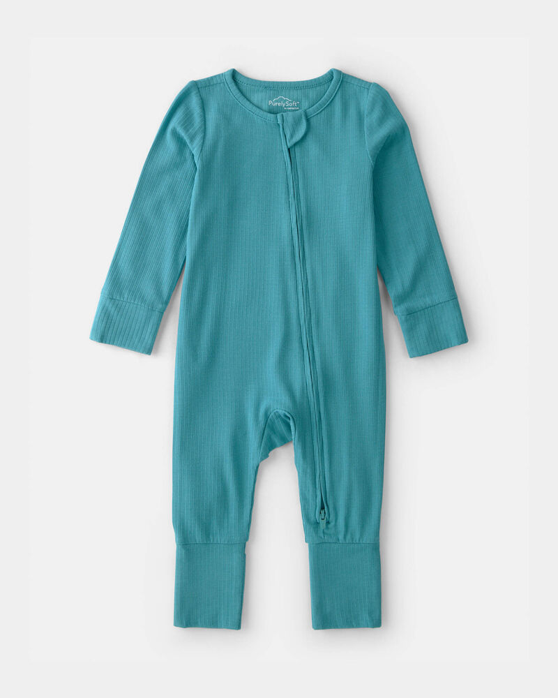 Baby PurelySoft 2-Way Zip Snug Fit Sleeper - Blue, image 2 of 9 slides