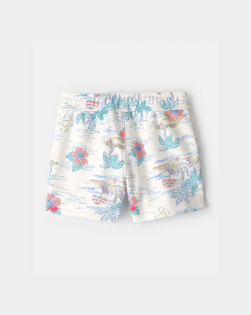 Toddler Boy Tropical Beach French Terry Shorts - Ivory, 