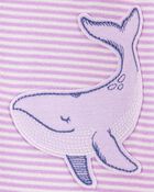 Toddler Whale Striped Snug Fit Cotton Footless 1-Piece Pyjamas - Purple, image 2 of 4 slides