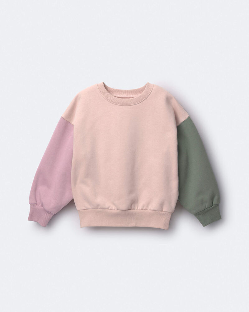 Toddler Girl Colourblock Pullover Sweatshirt - Blush/Mauve/Olive, image 2 of 5 slides