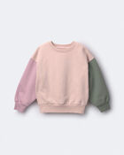 Toddler Girl Colourblock Pullover Sweatshirt - Blush/Mauve/Olive, image 2 of 5 slides