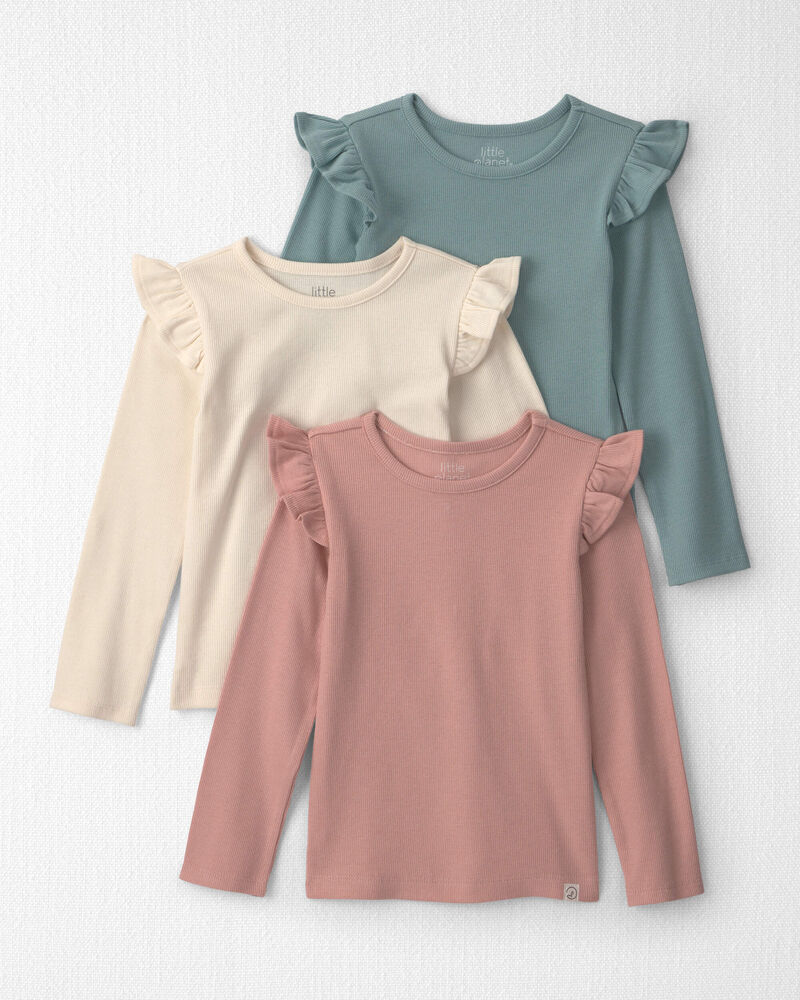 Toddler Girl 3-Pack Organic Cotton Rib Slim Fit Tops, image 1 of 6 slides