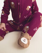 B&eacute;b&eacute; fille - Grenouill&egrave;re 100 % coton avec fermeture &agrave; glissi&egrave;re double sens &agrave; motif ourson &ndash; Mauve, image 4 sur 7 diapositives