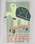 Toddler Boy Turtle Loose Fit 2-Piece Pyjama Set - Grey/Green, image 2 of 3 slides