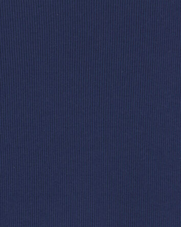 Girls Long-Sleeve Ribbed Top - Navy Blue, 