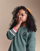 Toddler Girl Long-Sleeve Hooded Sweatshirt Dress - Green, image 3 of 7 slides