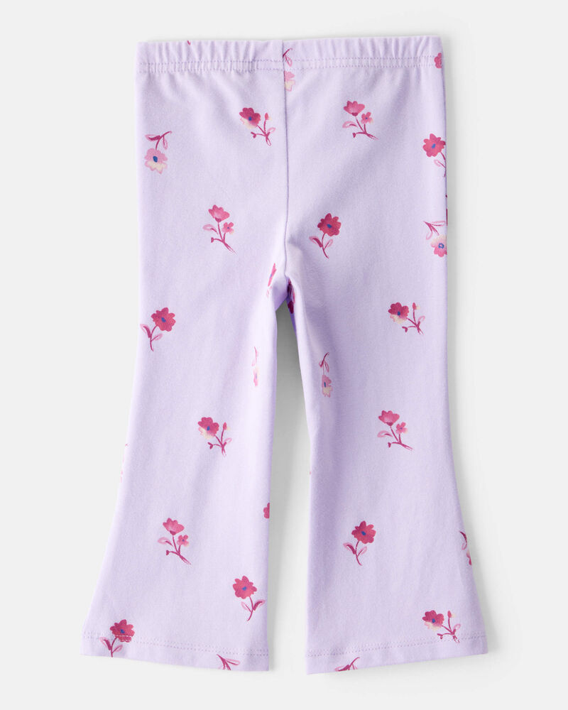 Baby Girl Floral Cotton Flare Pull-On Stretch Leggings - Purple, image 1 of 3 slides