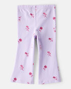 Baby Girl Floral Cotton Flare Pull-On Stretch Leggings - Purple, image 1 of 3 slides