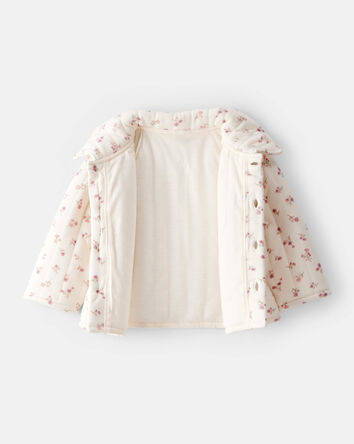 Baby Girl Floral Quilted Sweater - Cream, 