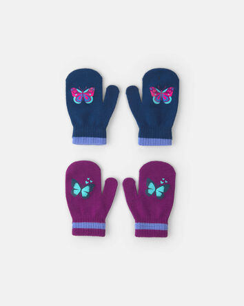 Tout-petit fille - Emballage 2 paires de mini mitaines Kombi - Papillon bleu, 