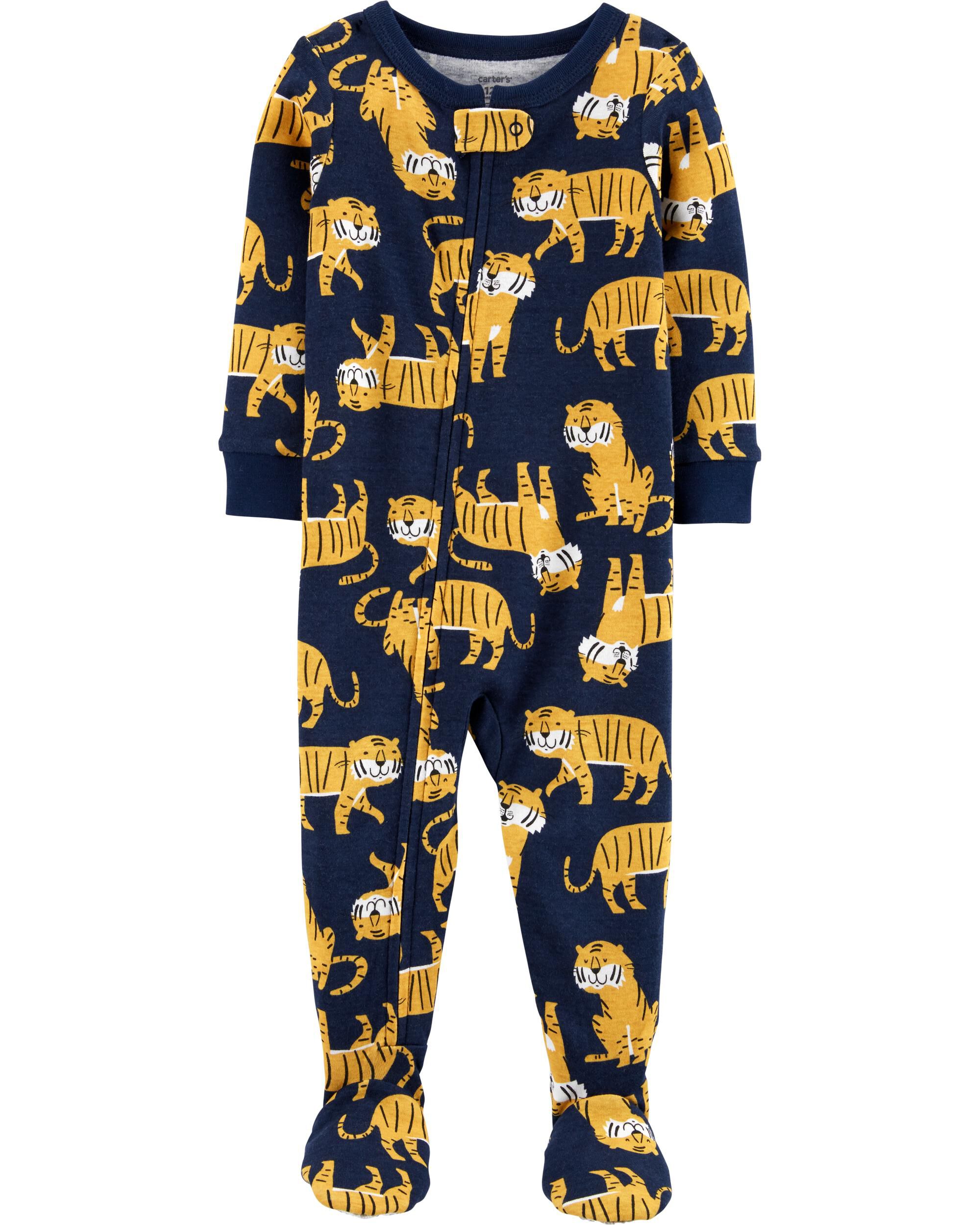 1 Piece Tiger Snug Fit Cotton Footie PJs