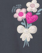 Toute-petite fille &ndash; Chandail en molleton &agrave; motif floral &ndash; Gris fonc&eacute;, image 3 sur 3 diapositives