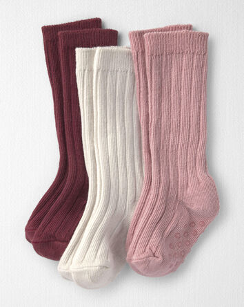 Baby 3-Pack No-Slip Knee-High Socks Made with Organic Cotton, 