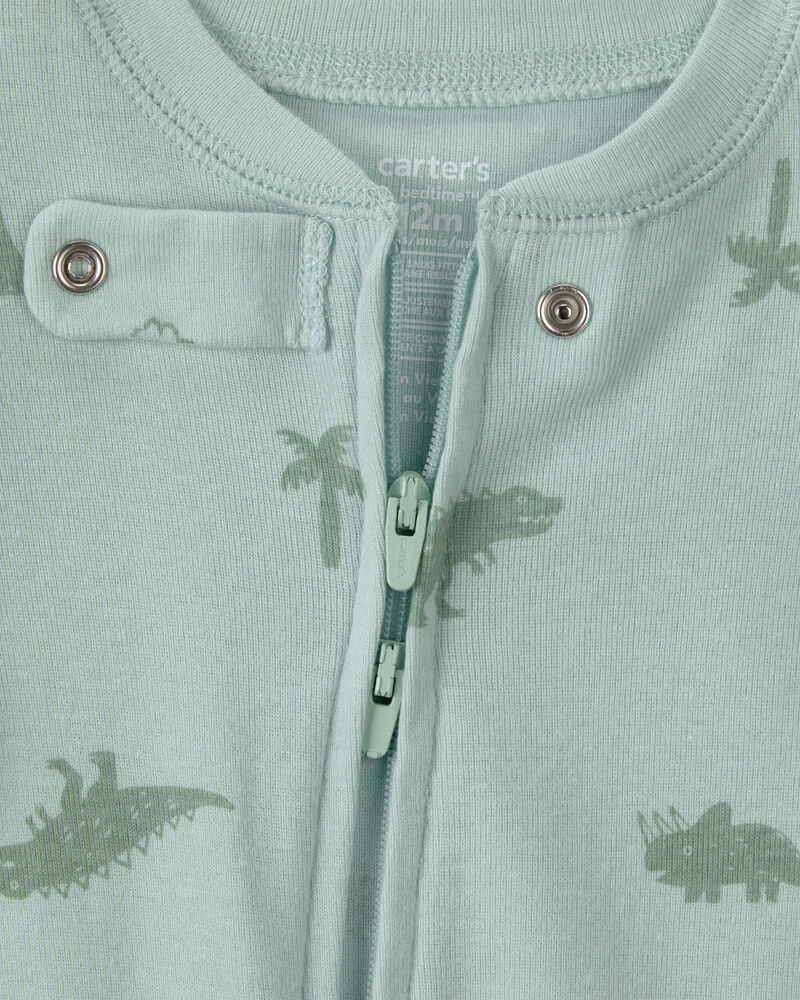 Baby Dinosaur 100% Cotton Snug Fit 1-Piece Pyjama - Green, image 2 of 5 slides