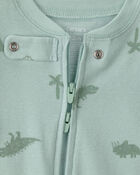 Baby Dinosaur 100% Cotton Snug Fit 1-Piece Pyjama - Green, image 2 of 5 slides