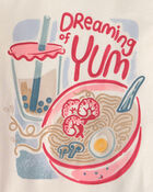 Girls 4-Piece Ramen 100% Cotton Snug Fit Pyjama Set - Blue/Pink, image 2 of 5 slides