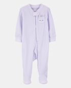 Baby Girl Bunny 2-Way Zip Ribbed Sleeper pyjamas, image 1 of 3 slides
