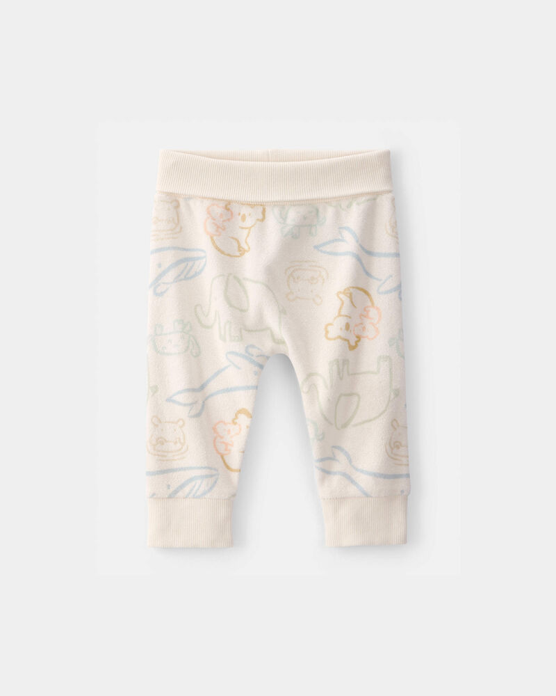 Baby Animal Friends Terry Pants - Cream, image 1 of 3 slides