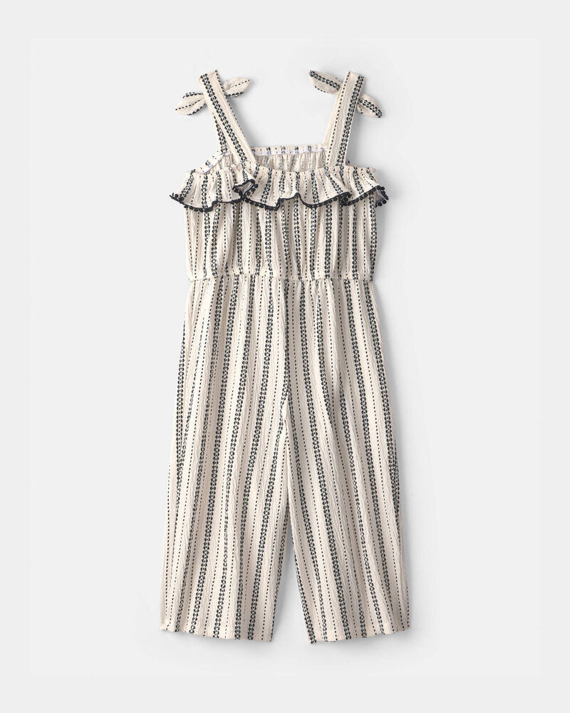 Toddler Girl Striped Ruffle Jumpsuit - Cream, image 5 of 7 slides
