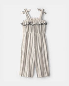 Toddler Girl Striped Ruffle Jumpsuit - Cream, image 5 of 7 slides