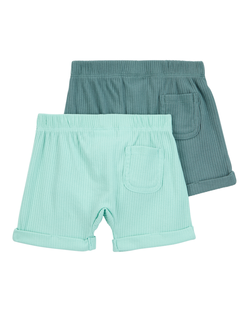 Baby 2-Pack Pull-On Shorts - Blue, image 2 of 5 slides