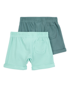 Baby 2-Pack Pull-On Shorts - Blue, image 2 of 5 slides