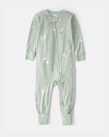 Tout-petit - Pyjama 1 pi&egrave;ce &agrave; fermeture &agrave; glissi&egrave;re 2 sens PurelySoft, lapin - Vert, 