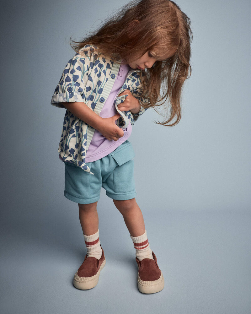 Toddler Boy French Terry Cargo Shorts - Teal, image 4 of 6 slides