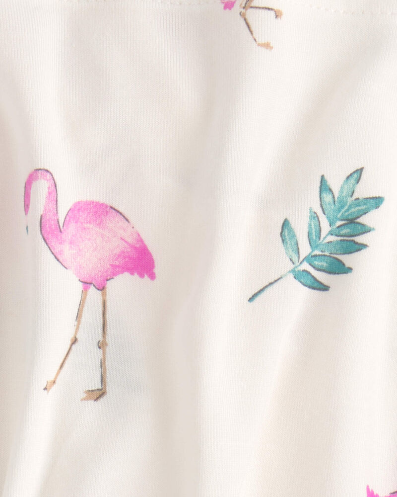 Baby Girl Flamingo PurelySoft Short-Sleeve Bodysuit Dress - Ivory, image 3 of 5 slides