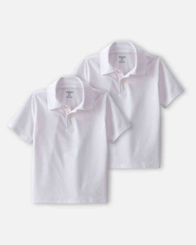 Tout-petit gar&ccedil;on &ndash; Emballage 2 polos sport d&rsquo;uniforme &ndash; Blanc, image 1 sur 3 diapositives
