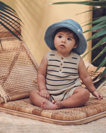 B&eacute;b&eacute; - Barboteuse en tricot de coton biologique &agrave; rayures, 