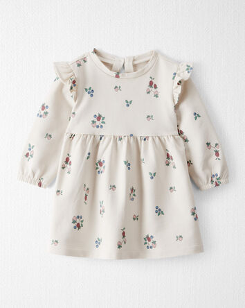 Baby Organic Cotton French Terry Dress in Berry Blossom Print, 