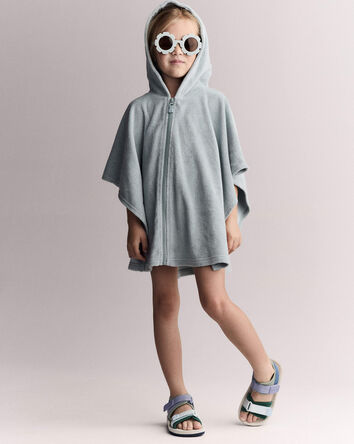 Tout-petit - Cache-maillot &agrave; capuchon en jersey bouclette - Bleu p&acirc;le, 