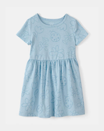 Toddler Girl Floral Ladybug Short-Sleeve Dress - Blue, 