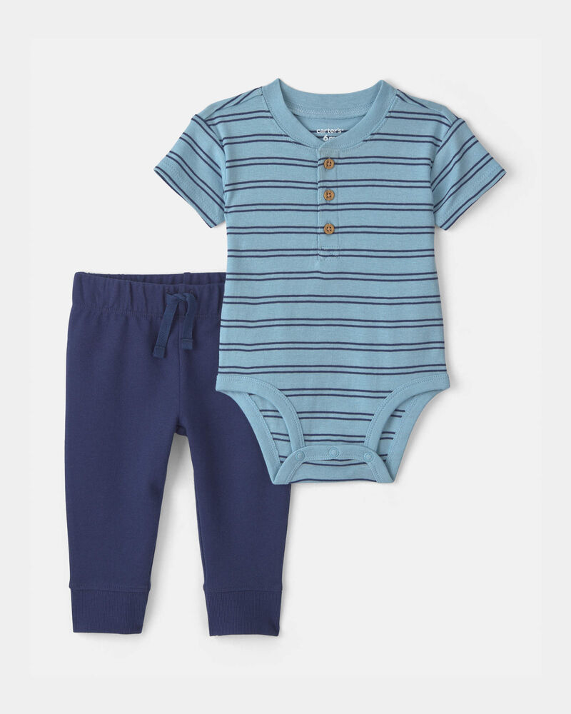 Baby Boy 2-Piece Bodysuit & Pant Set - Blue, image 1 of 5 slides
