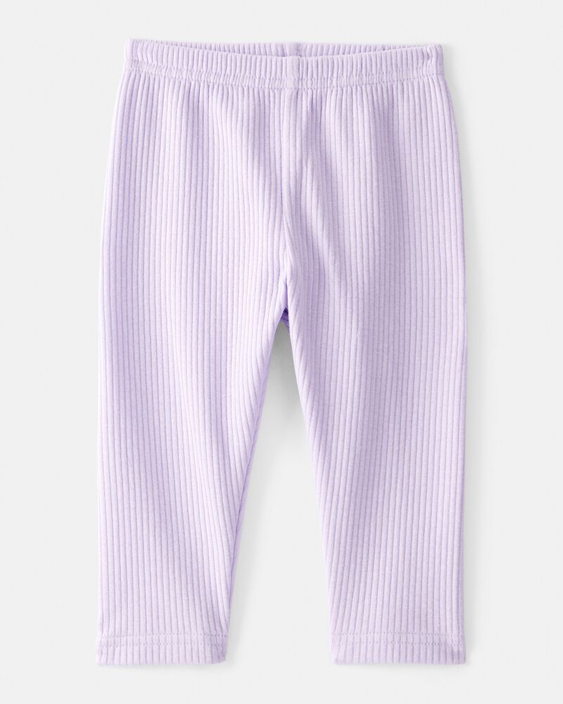 Baby Girl Pull-On Stretch Rib Leggings - Purple, image 1 of 4 slides