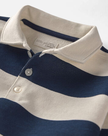 Tout-petit gar&ccedil;on - Polo &agrave; rayures rugby en jersey bouclette de coton biologique, 