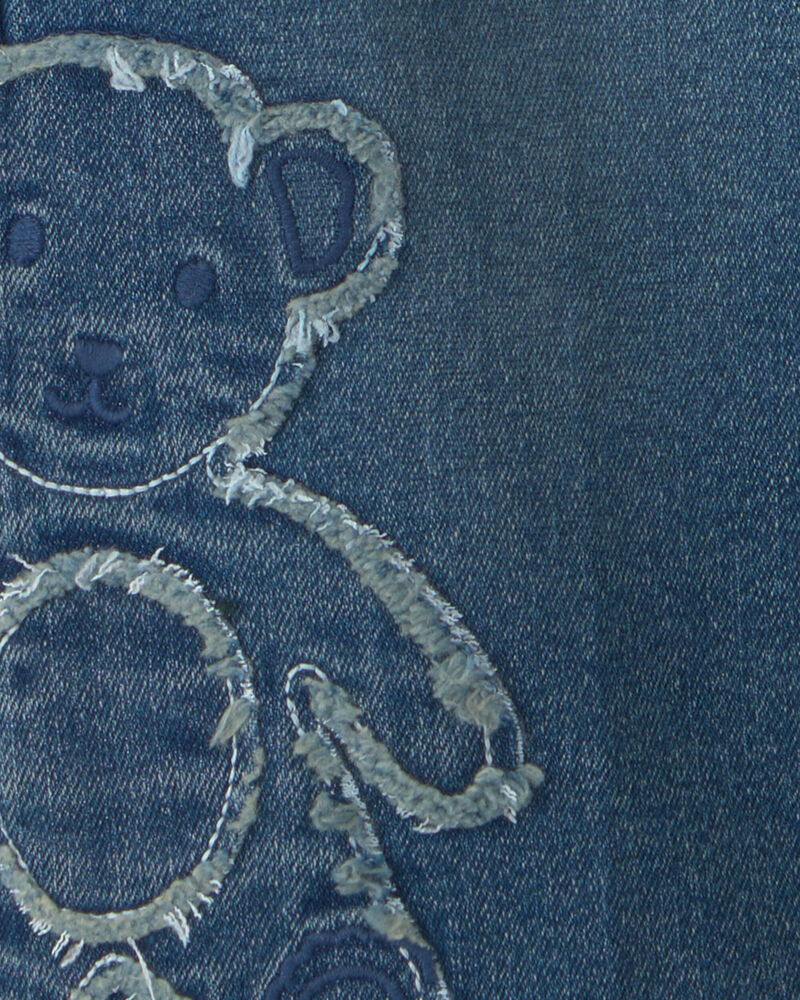 Toute-petit fille - Jean en denim &agrave; enfiler &agrave; th&egrave;me ourson &ndash; D&eacute;lav&eacute; moyen, image 3 sur 3 diapositives