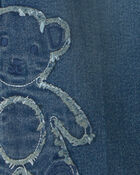 Toute-petit fille - Jean en denim &agrave; enfiler &agrave; th&egrave;me ourson &ndash; D&eacute;lav&eacute; moyen, image 3 sur 3 diapositives